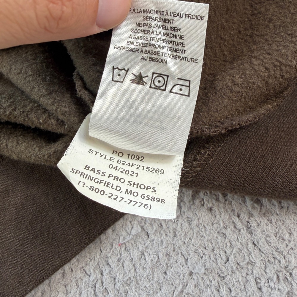Cabelas Mens XL Brown Script Logo Pullover Hoodie Contrast Lining 624F215269 - Picture 5 of 7